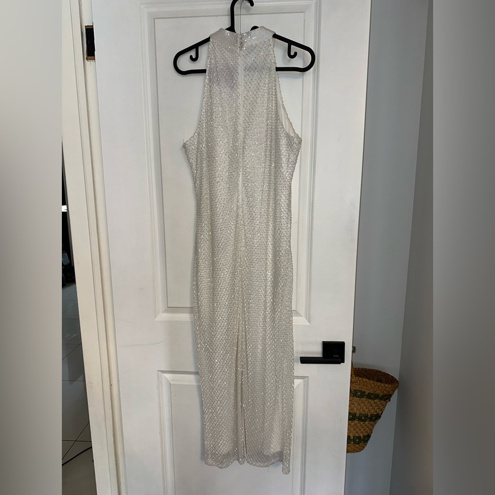 Mac Duggal White Textured Midi Dress - Picture 3 of 4